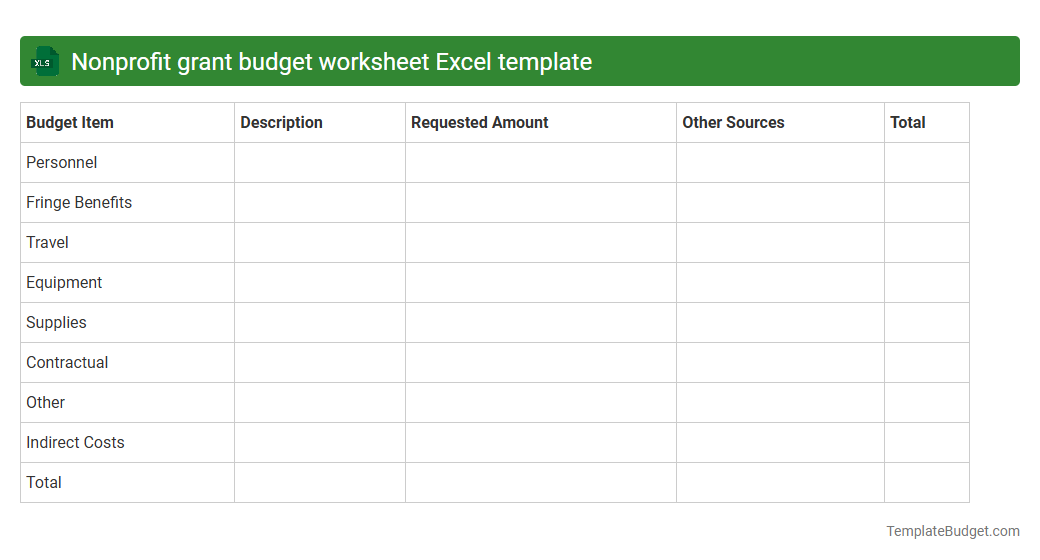 Nonprofit grant budget worksheet Excel template
