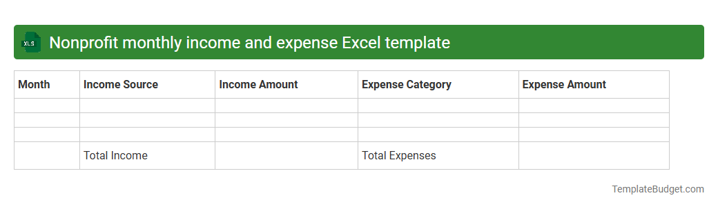 Nonprofit monthly income and expense Excel template