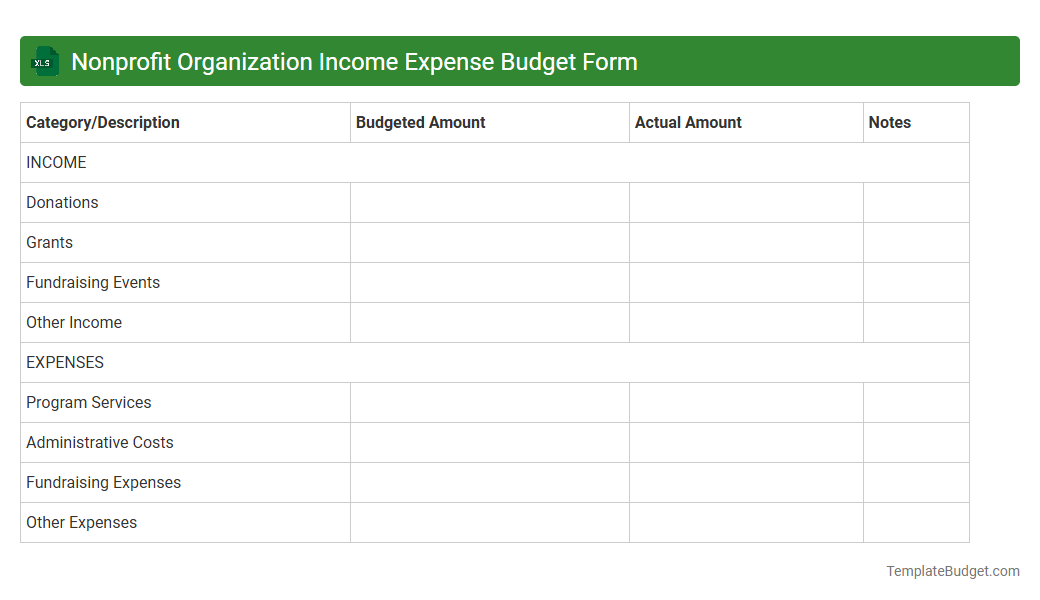 Nonprofit Organization Income Expense Budget Form