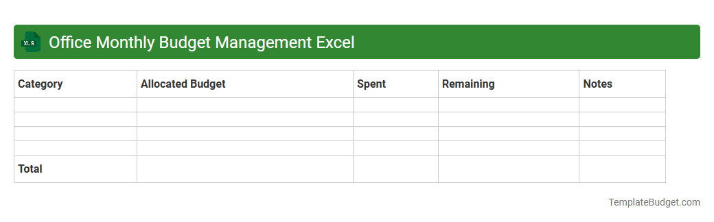 Office Monthly Budget Management Excel
