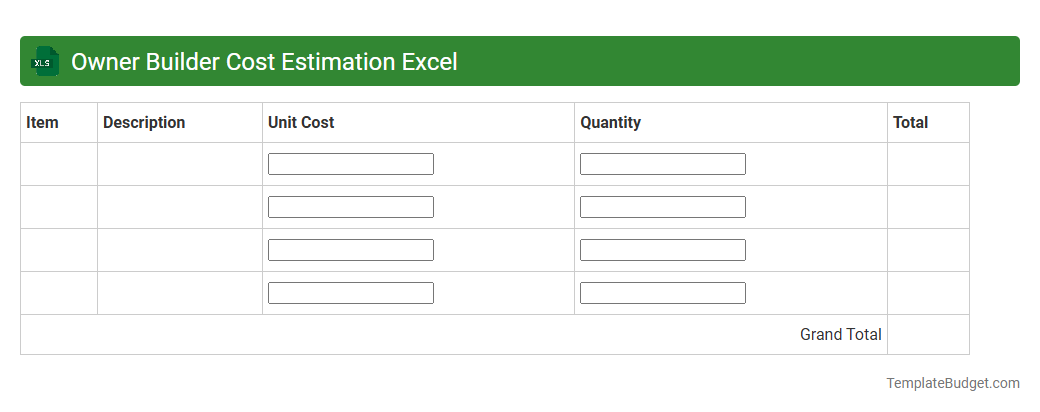Owner Builder Cost Estimation Excel