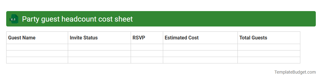 Party guest headcount cost sheet