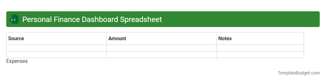 Personal Finance Dashboard Spreadsheet