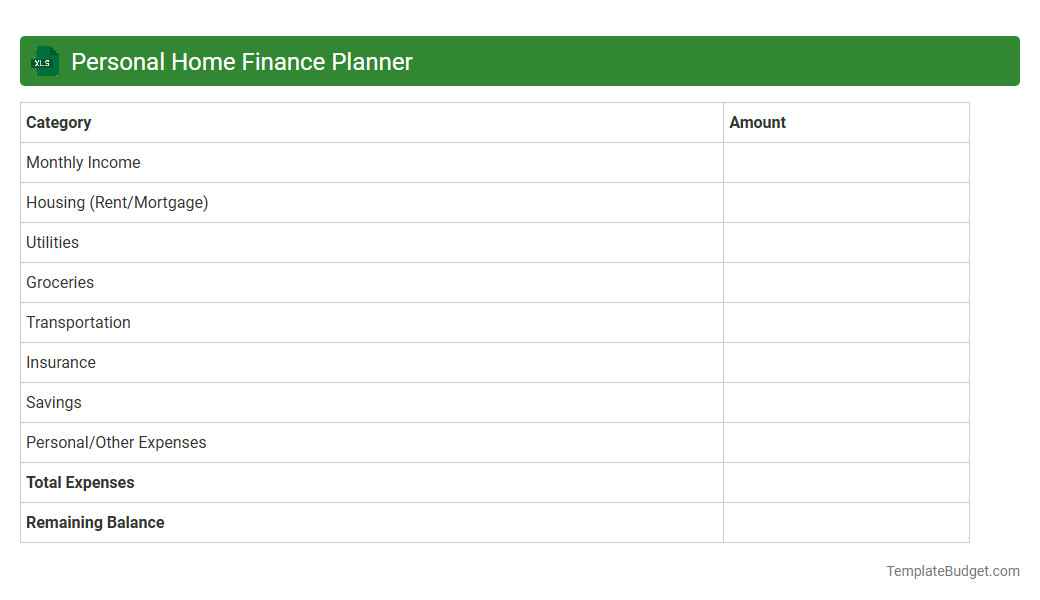 Personal Home Finance Planner