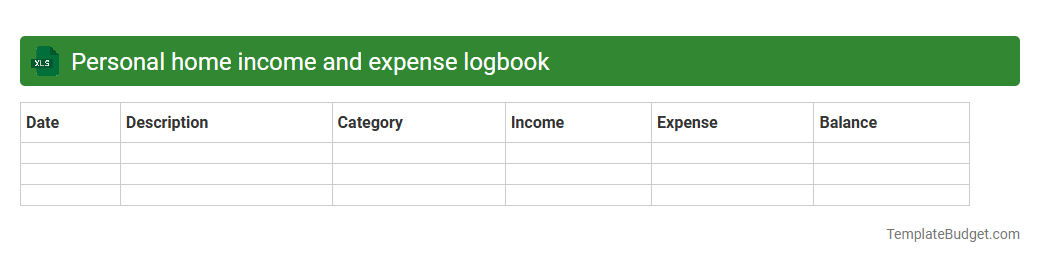 Personal home income and expense logbook