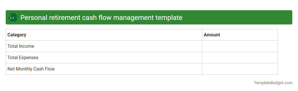 Personal retirement cash flow management template