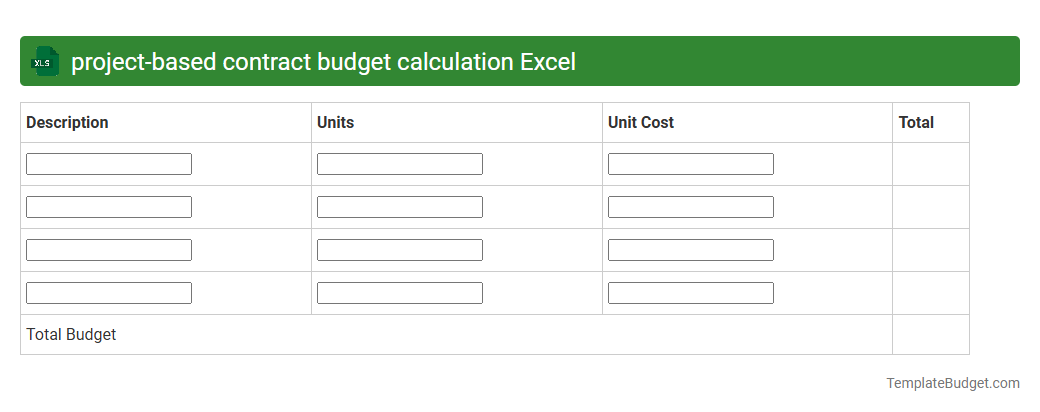 project-based contract budget calculation Excel