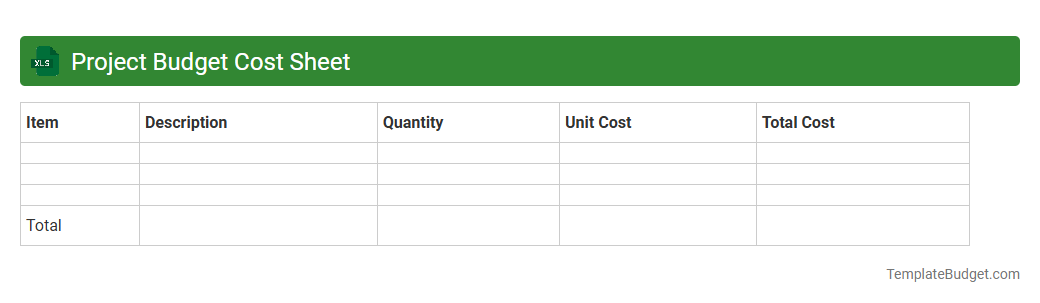 Project Budget Cost Sheet