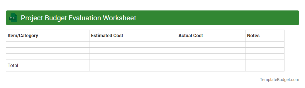 Project Budget Evaluation Worksheet
