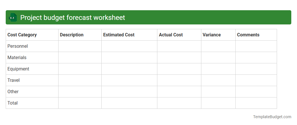 Project budget forecast worksheet