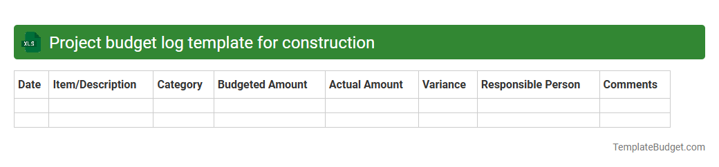 Project budget log template for construction