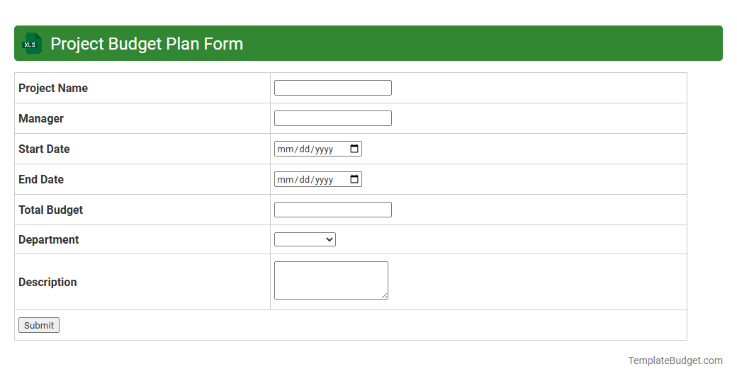 Project Budget Plan Form