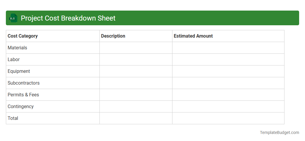 Project Cost Breakdown Sheet
