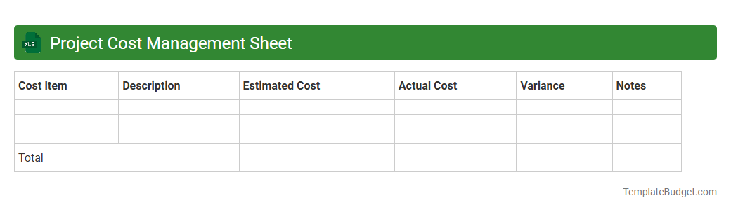 Project Cost Management Sheet