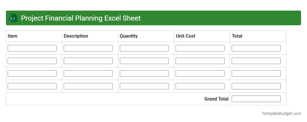 Project Financial Planning Excel Sheet