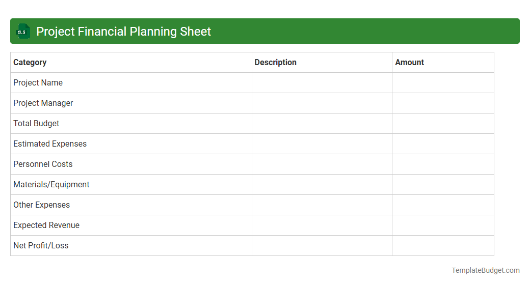 Project Financial Planning Sheet
