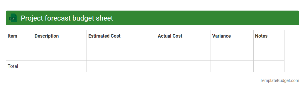 Project forecast budget sheet