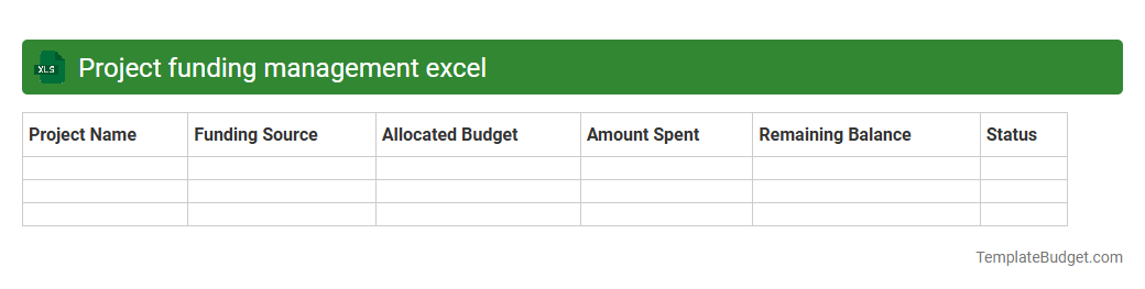Project funding management excel