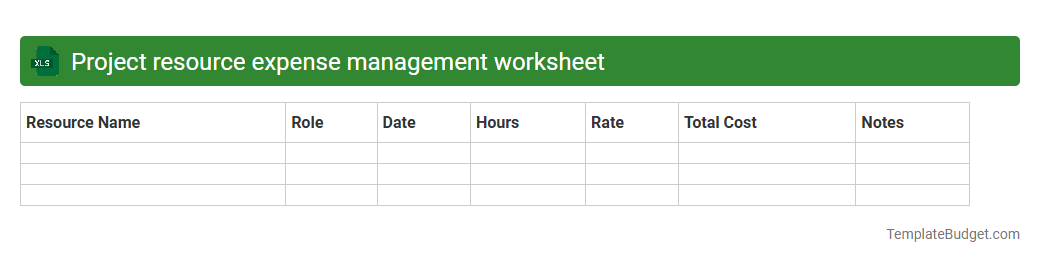 Project resource expense management worksheet
