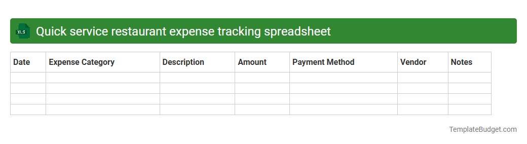 Quick service restaurant expense tracking spreadsheet