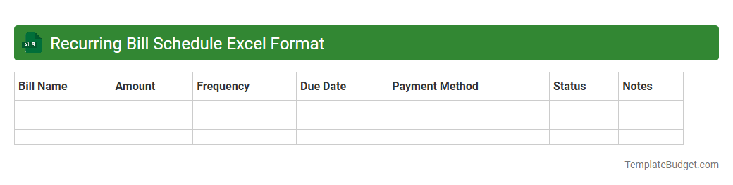 Recurring Bill Schedule Excel Format