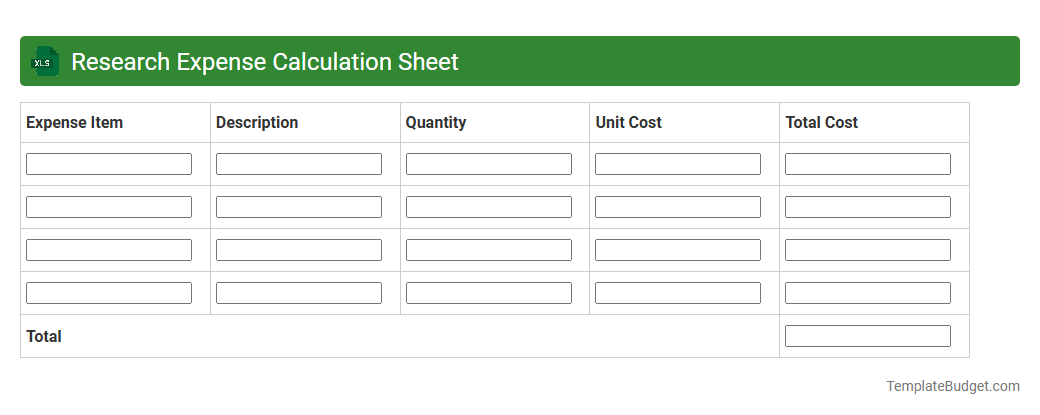 Research Expense Calculation Sheet
