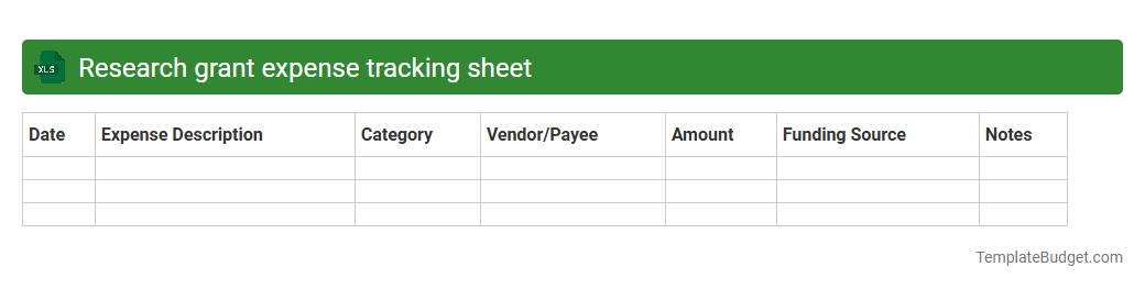 Research grant expense tracking sheet