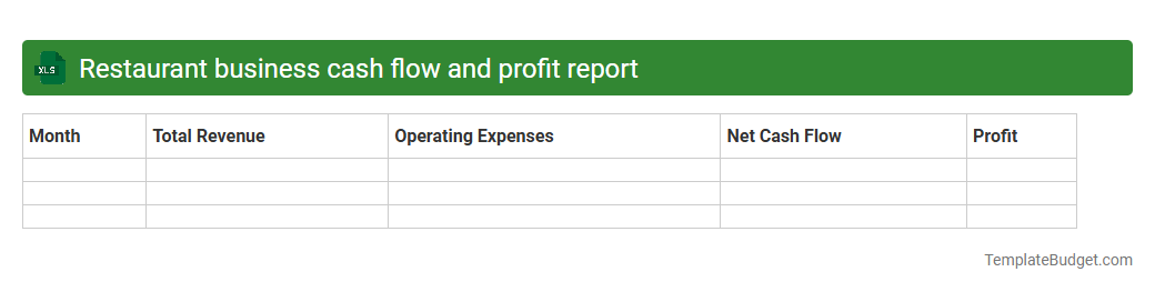 Restaurant business cash flow and profit report