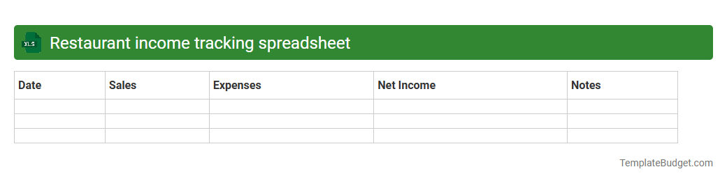Restaurant income tracking spreadsheet