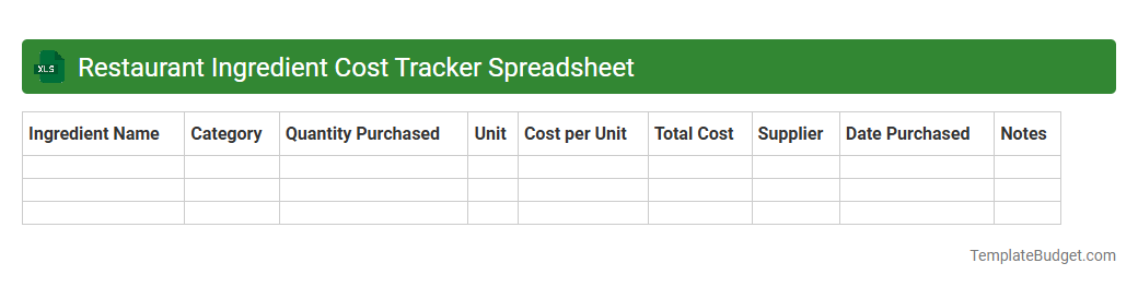 Restaurant Ingredient Cost Tracker Spreadsheet