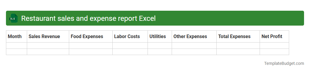 Restaurant sales and expense report Excel