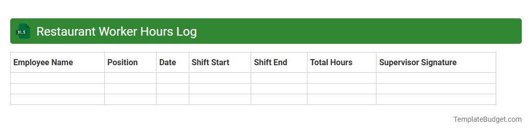 Restaurant Worker Hours Log