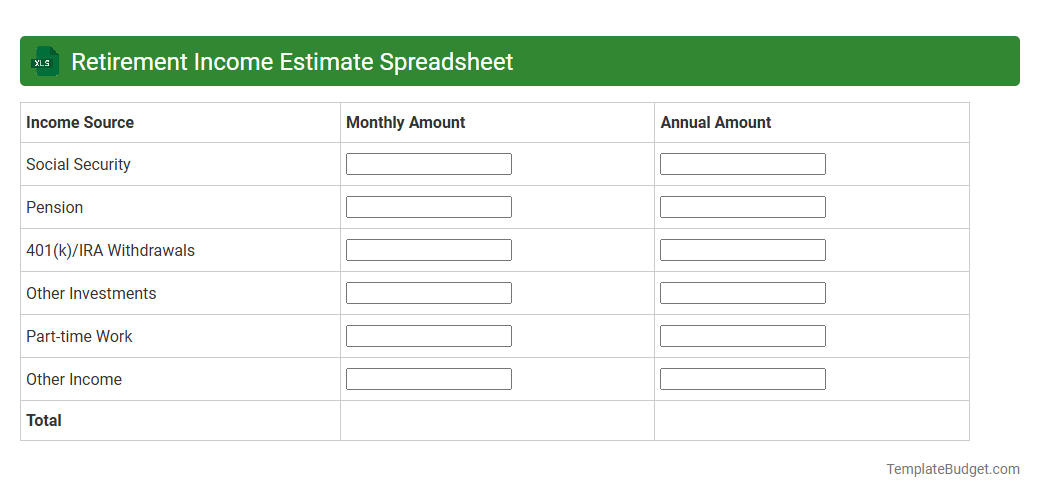 Retirement Income Estimate Spreadsheet