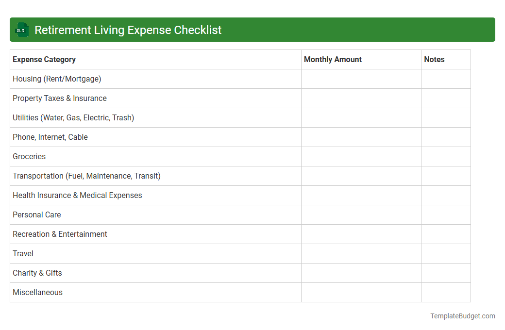 Retirement Living Expense Checklist