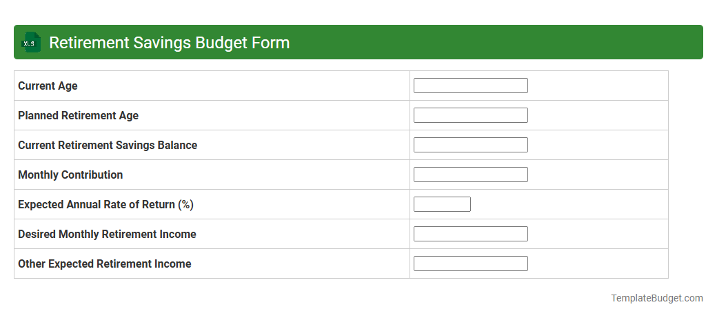 Retirement Savings Budget Form