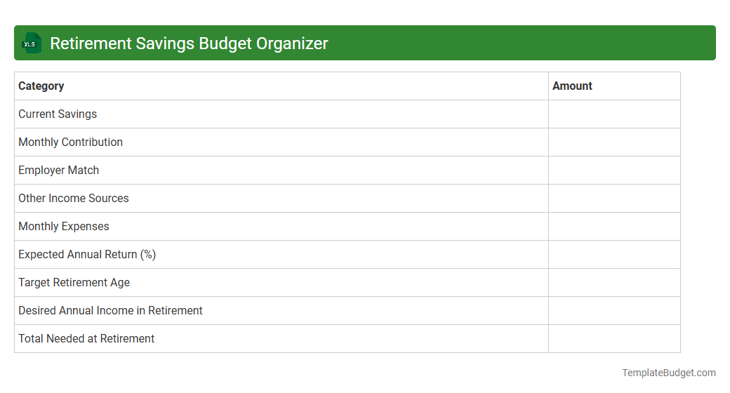 Retirement Savings Budget Organizer