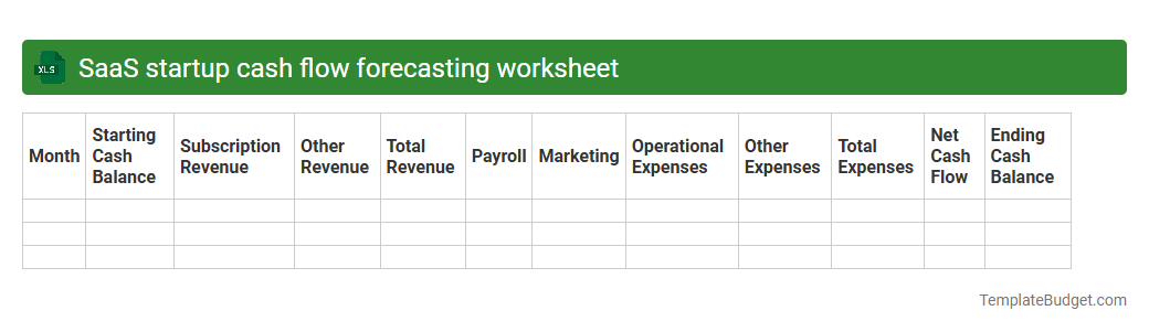 SaaS startup cash flow forecasting worksheet