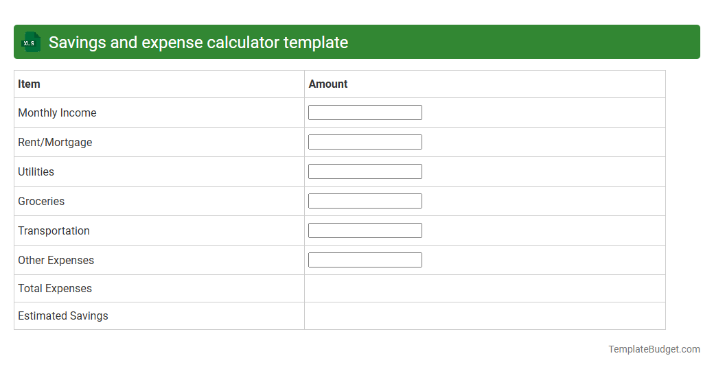 Savings and expense calculator template