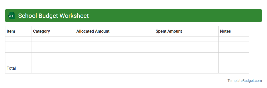 School Budget Worksheet