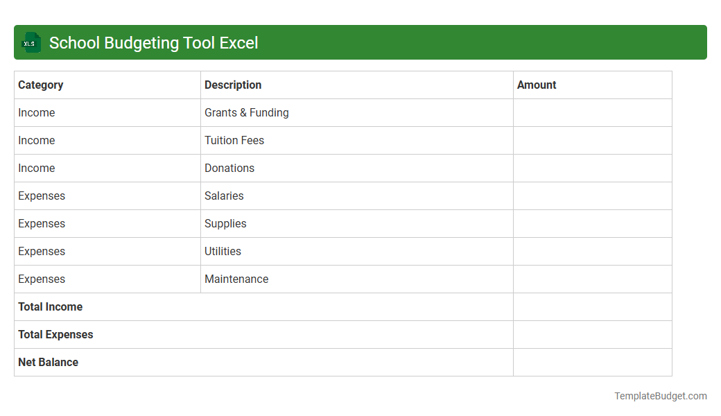 School Budgeting Tool Excel