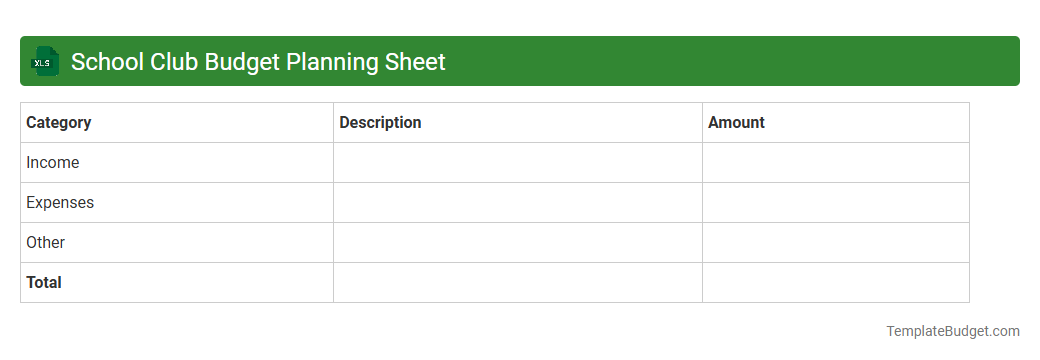 School Club Budget Planning Sheet
