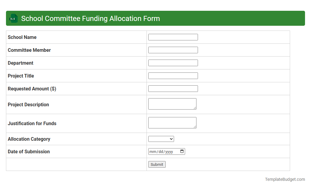 School Committee Funding Allocation Form