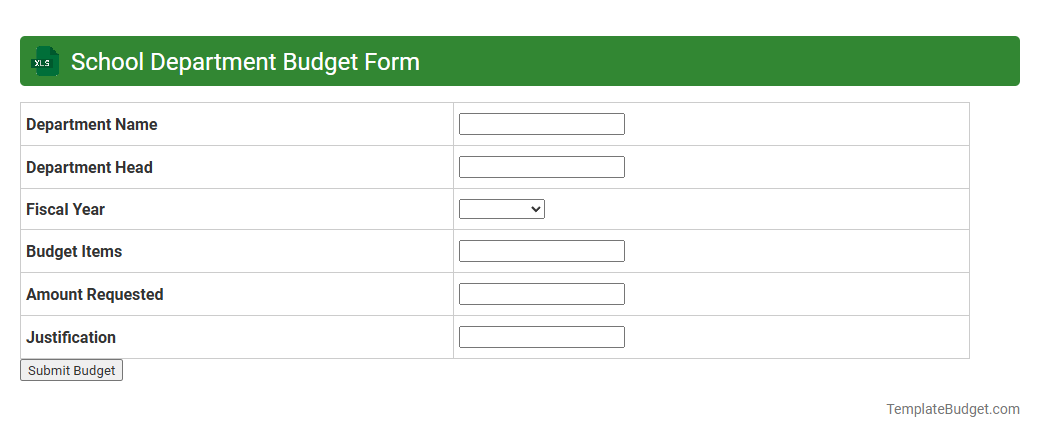 School Department Budget Form