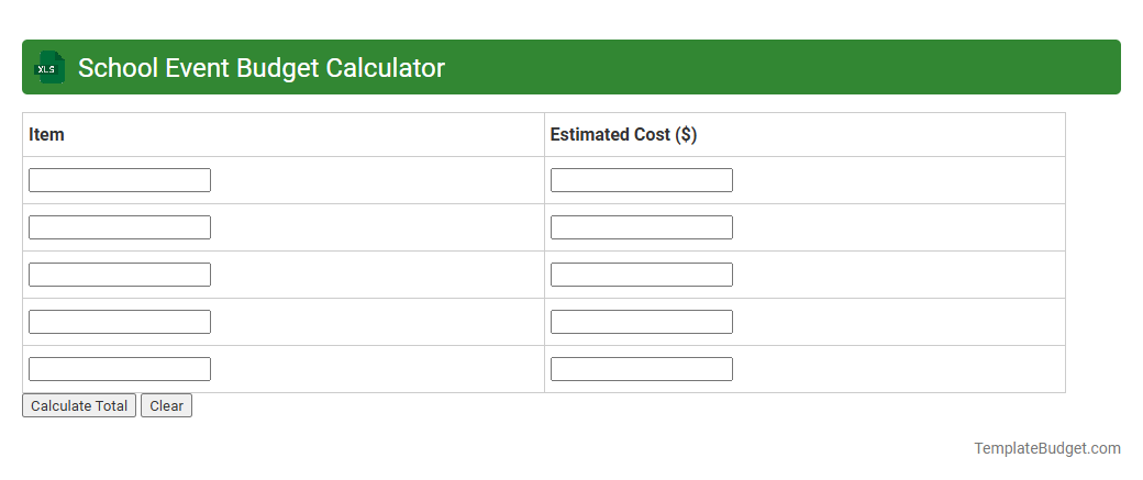 School Event Budget Calculator