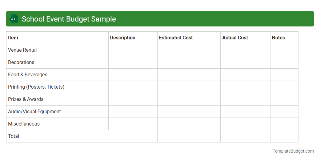 School Event Budget Sample