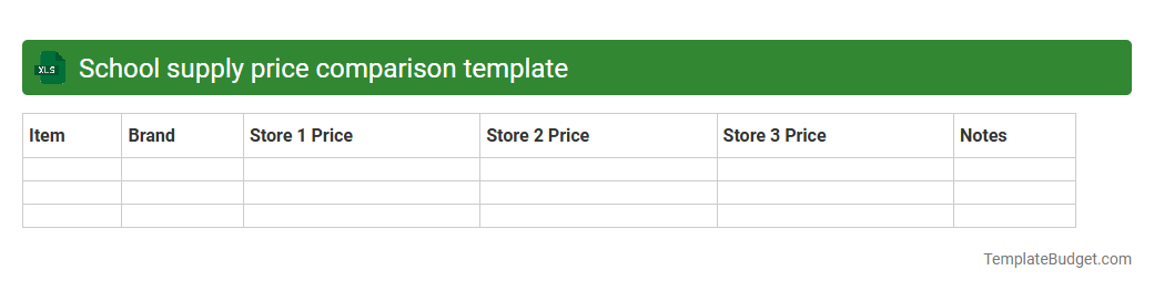 School supply price comparison template