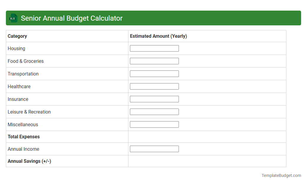 Senior Annual Budget Calculator