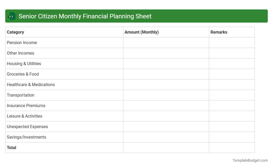 Senior Citizen Monthly Financial Planning Sheet