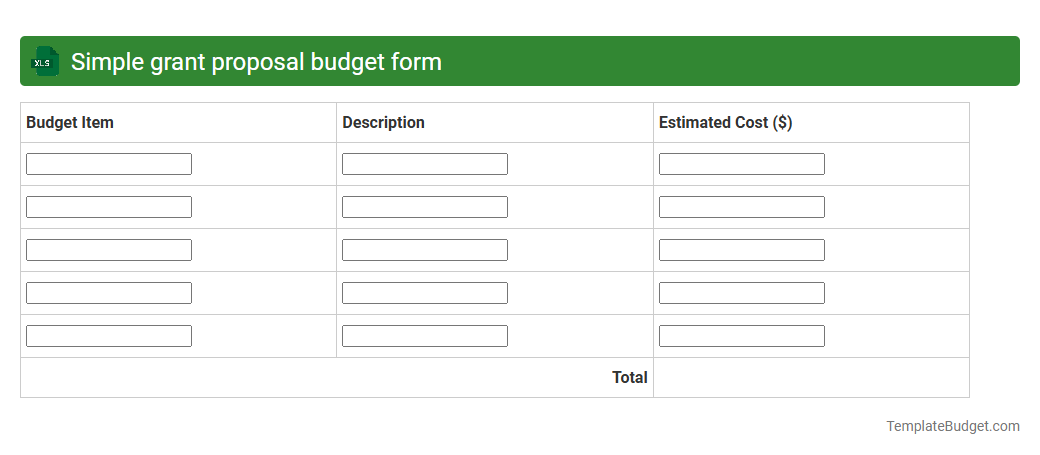 Simple grant proposal budget form