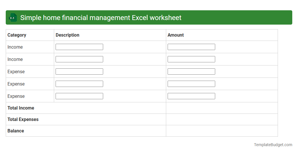 Simple home financial management Excel worksheet